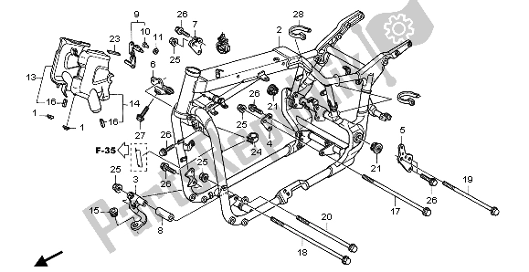 All parts for the Frame Body of the Honda VTX 1300S 2007