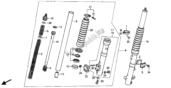 Todas las partes para Tenedor Frontal de Honda MTX 200 RW 1985