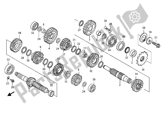 Alle onderdelen voor de Overdragen van de Honda CRF 250X 2012