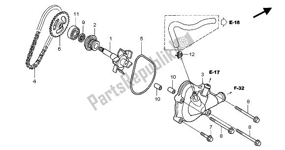 Alle onderdelen voor de Waterpomp van de Honda VTR 1000F 2001