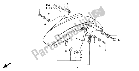 All parts for the Front Fender of the Honda CBF 1000A 2006