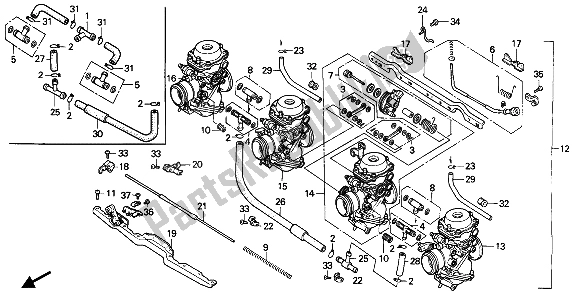 Alle onderdelen voor de Carburateur (assy.) van de Honda CBR 1000F 1989