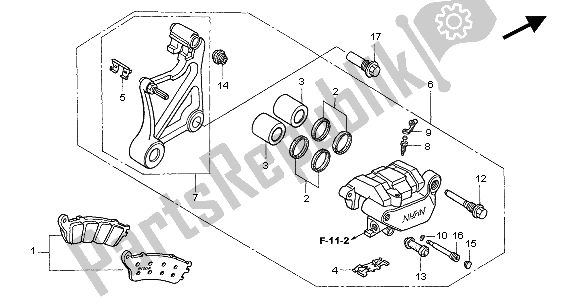 All parts for the Rear Brake Caliper of the Honda NT 650V 2004