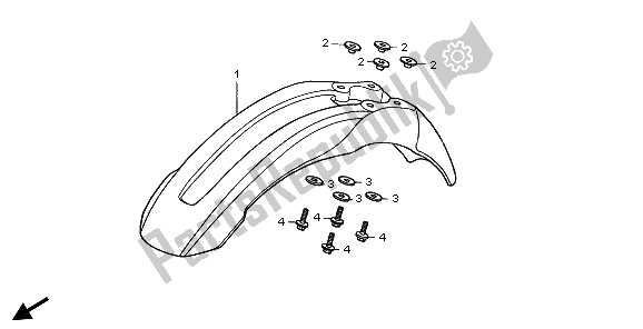 All parts for the Front Fender of the Honda XR 650R 2000