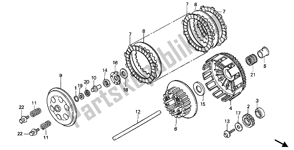 All parts for the Clutch of the Honda CR 500R 1 1992