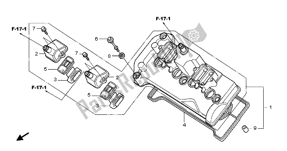 All parts for the Cylinder Head Cover of the Honda CBR 600 RR 2003