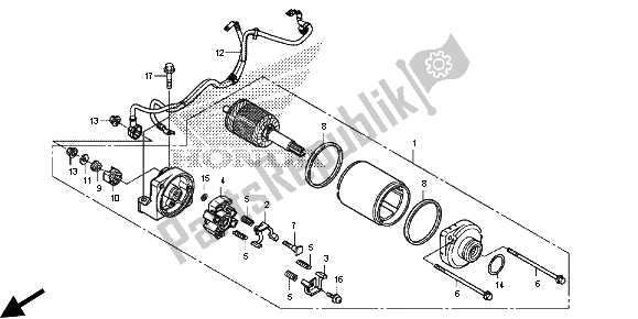 All parts for the Starter Motor of the Honda CB 500F 2013