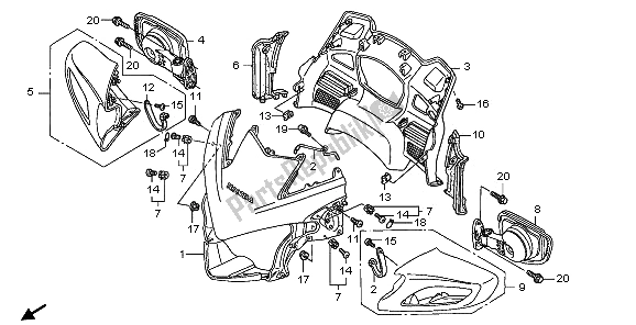 Alle onderdelen voor de Bovenste Kap van de Honda ST 1300 2009