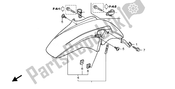 All parts for the Front Fender of the Honda CBF 600N 2008