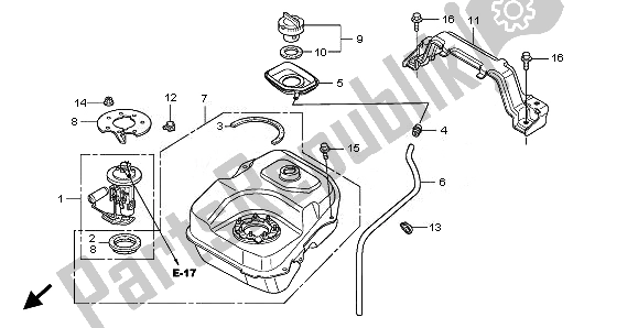 All parts for the Fuel Tank of the Honda SH 125 2010