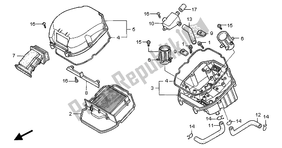 All parts for the Air Cleaner of the Honda XL 1000V 2001