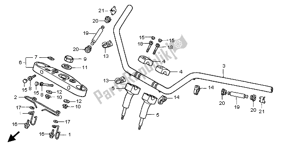 Todas las partes para Manejar Tubo Y Puente Superior de Honda VT 1100C2 1999