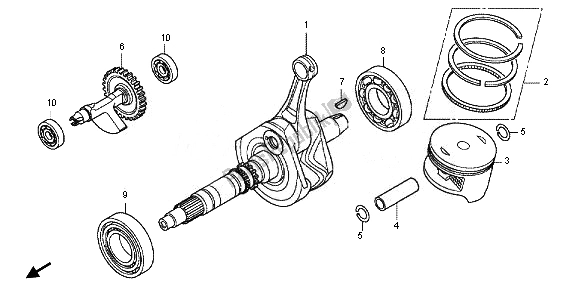 All parts for the Crank Shaft & Piston of the Honda TRX 420 FE Fourtrax Rancher 4X4 ES 2011