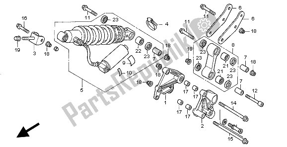 All parts for the Rear Cushion of the Honda CBR 600F 1999