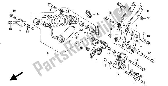 All parts for the Rear Cushion of the Honda CBR 600F 1999