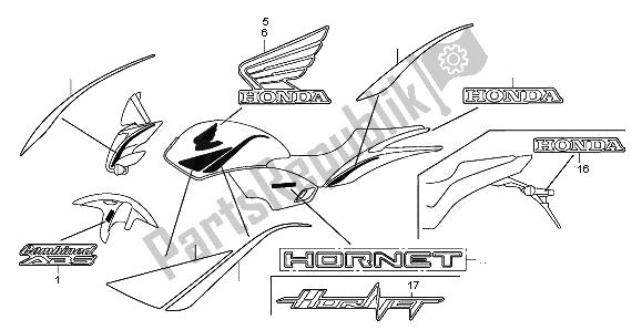 Todas as partes de Marca do Honda CB 600 FA Hornet 2011
