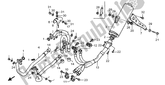 All parts for the Exhaust Muffler of the Honda RVF 750R 1995