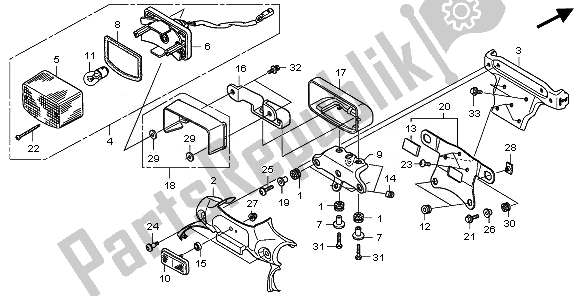 All parts for the Taillight of the Honda VT 750 SA 2010