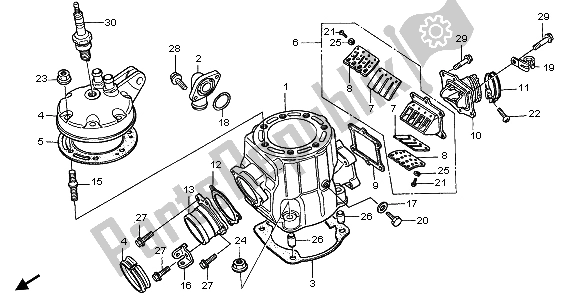 Alle onderdelen voor de Cilinderkop & Cilinder van de Honda CR 500R 1998