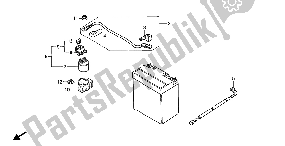 All parts for the Battery of the Honda NX 250 1991