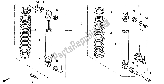 Toutes les pièces pour le Coussin Arrière du Honda PC 800 1989