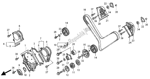 All parts for the Front Cover & Timing Belt of the Honda ST 1100 2000