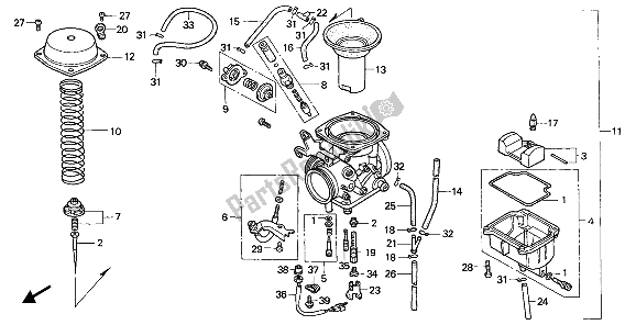 All parts for the Carburetor of the Honda NX 650 1988