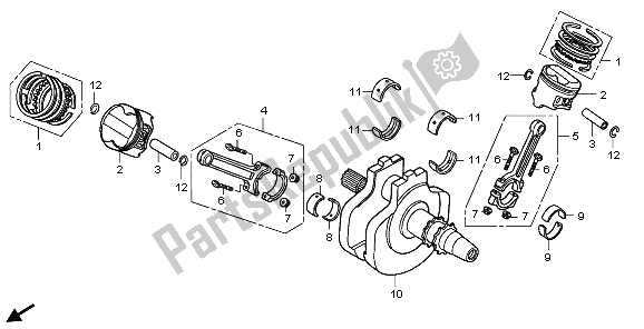 Tutte le parti per il Albero Motore E Pistone del Honda VTR 250 2009