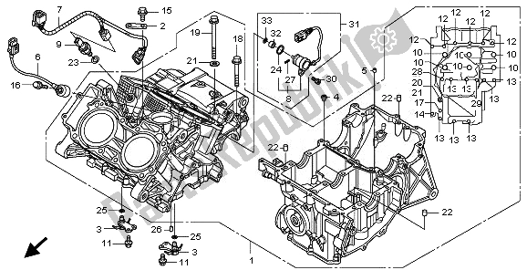 All parts for the Crankcase of the Honda VFR 1200 FDA 2010