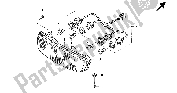 All parts for the Rear Combination Light of the Honda ST 1100 2000