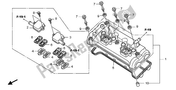 All parts for the Cylinder Head Cover of the Honda CBF 1000S 2007