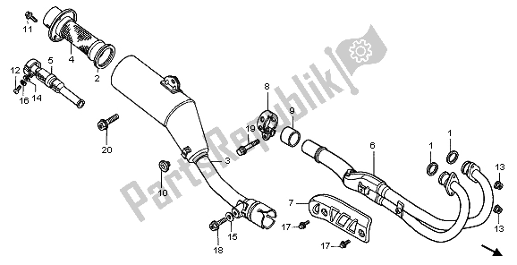 All parts for the Exhaust Muffler of the Honda XR 400R 1998