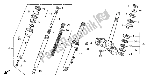 All parts for the Steering Stem & Front Fork of the Honda NHX 110 WH 2013
