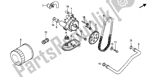 Toutes les pièces pour le Filtre à Huile Et Pompe à Huile du Honda PC 800 1990