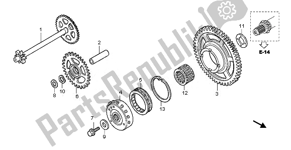 All parts for the Starting Clutch of the Honda CB 1000 RA 2011