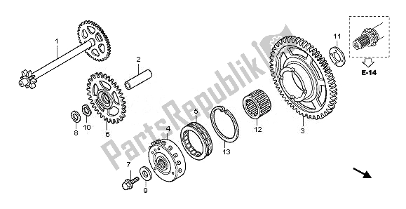 All parts for the Starting Clutch of the Honda CB 1000 RA 2011