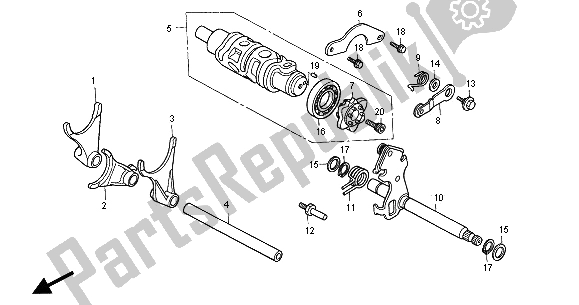 All parts for the Gearshift Drum of the Honda VFR 800 FI 2000