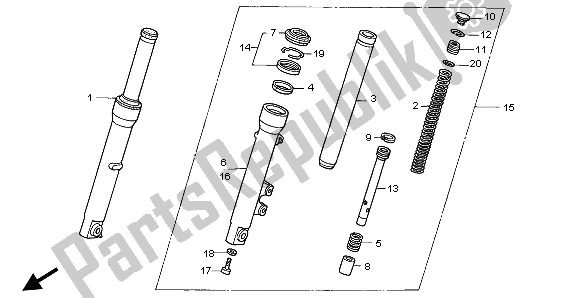 All parts for the Front Fork of the Honda SH 125S 2008