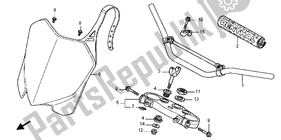 Alle onderdelen voor de Handvatpijp & Hoogste Brug van de Honda CRF 250R 2012