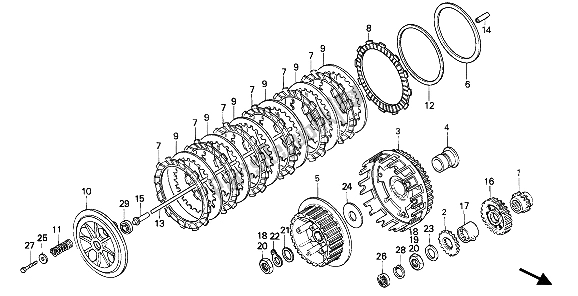 Tutte le parti per il Frizione del Honda XBR 500 1987