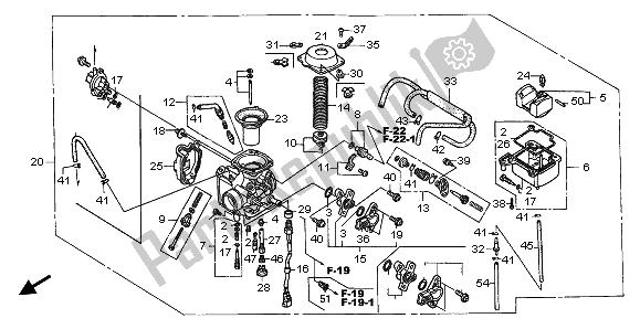 Alle onderdelen voor de Carburator van de Honda TRX 500 FA Fourtrax Foreman 2002