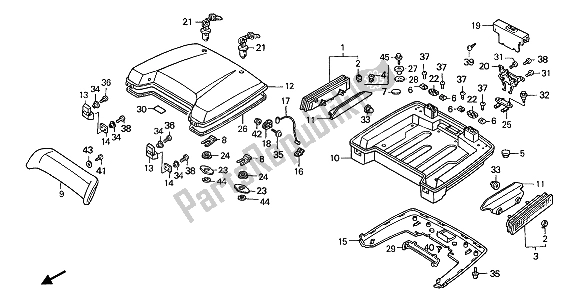 All parts for the Trunk Box of the Honda GL 1500 SE 1992