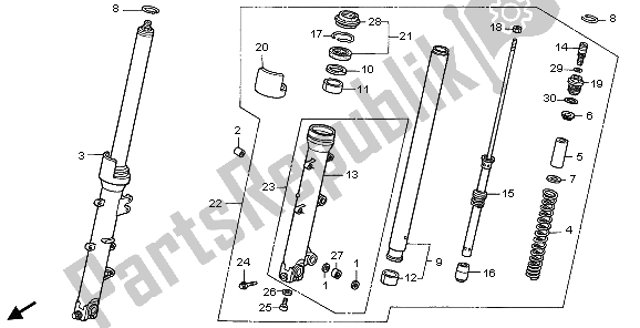 All parts for the Front Fork of the Honda VFR 800 2007