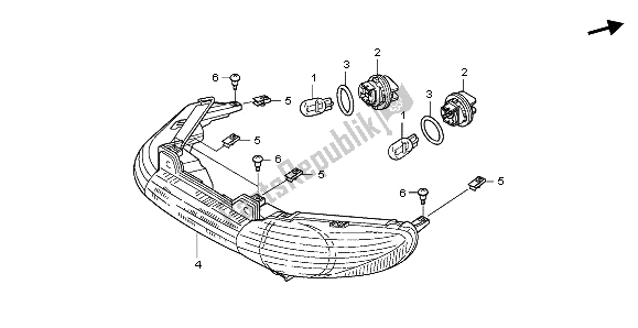 All parts for the Combination Light of the Honda NSA 700A 2009