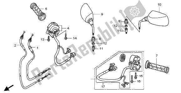 All parts for the Switch & Cable & Mirror of the Honda FJS 400A 2009