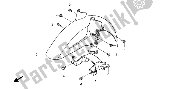 All parts for the Front Fender of the Honda XL 1000V 2002