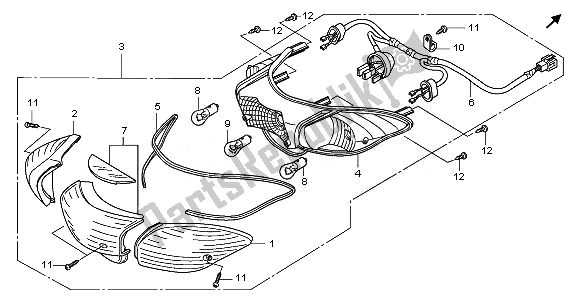 All parts for the Rear Combination Light of the Honda PES 125 2011