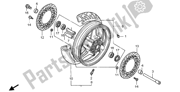 Todas las partes para Rueda Delantera de Honda CBR 1000F 1996