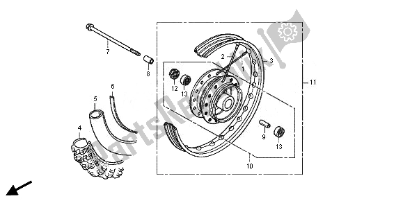 All parts for the Front Wheel of the Honda CRF 50F 2014