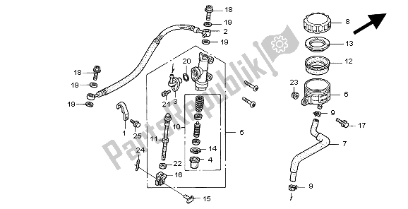 All parts for the Rear Brake Master Cylinder of the Honda CBR 600F 1999